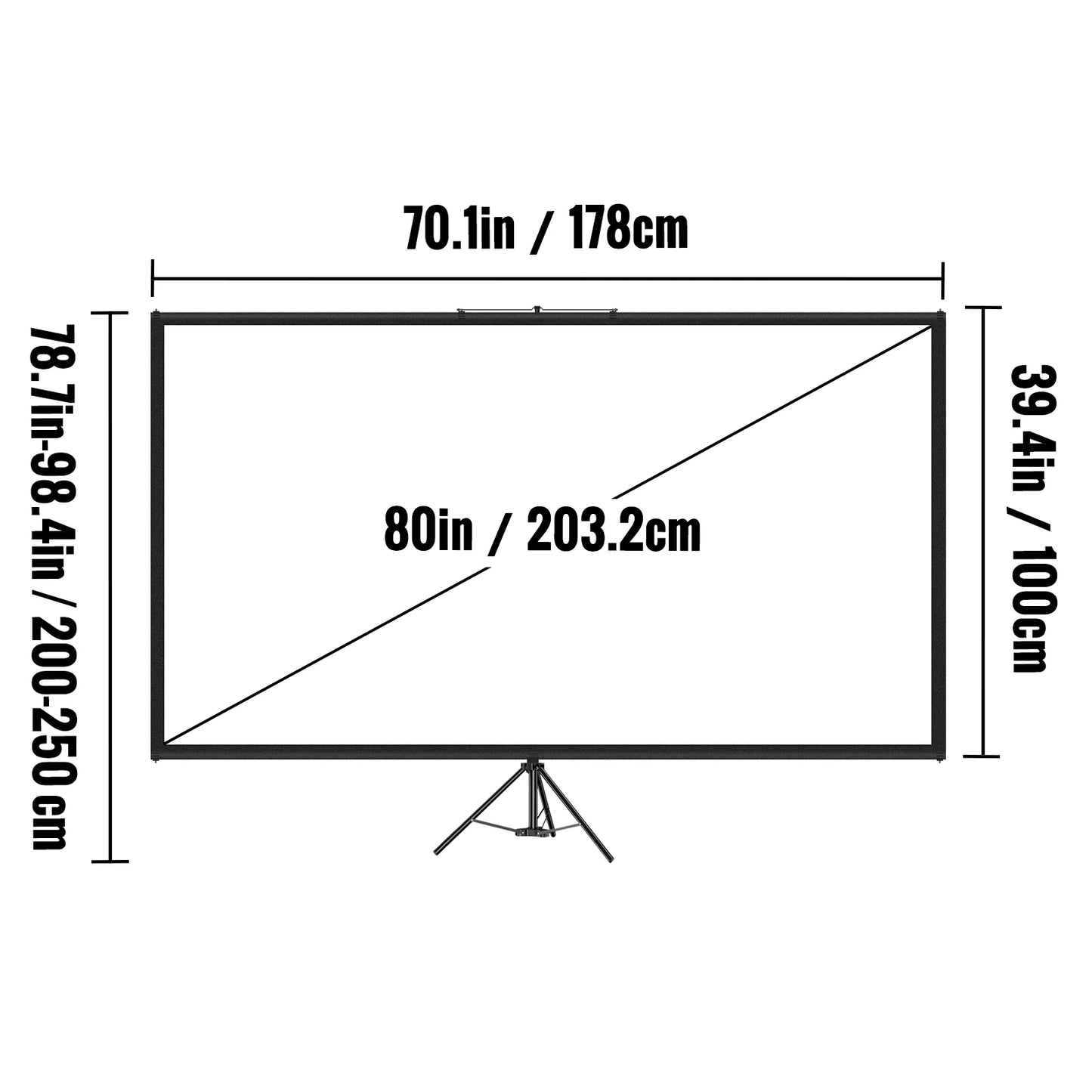 VEVOR 60 70 80 90 100 110 Inch Tripod Projector Screen W/ Stand