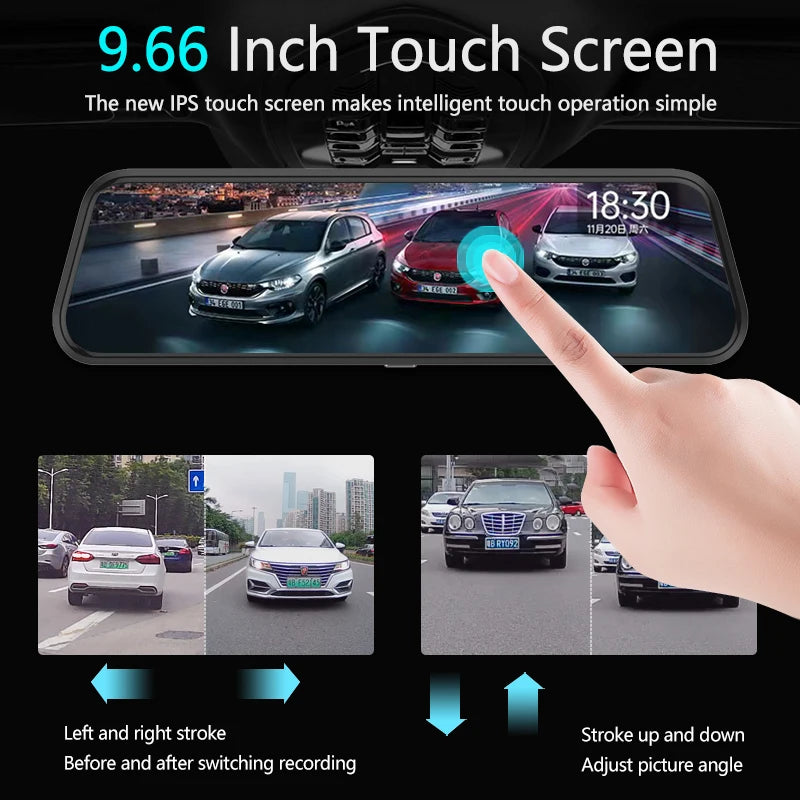 10 Inch Car Touch Screen Video Recorder Rearview Mirror