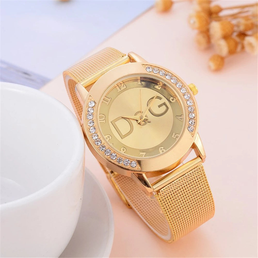 Casual Gold Mesh Belt Women Watch