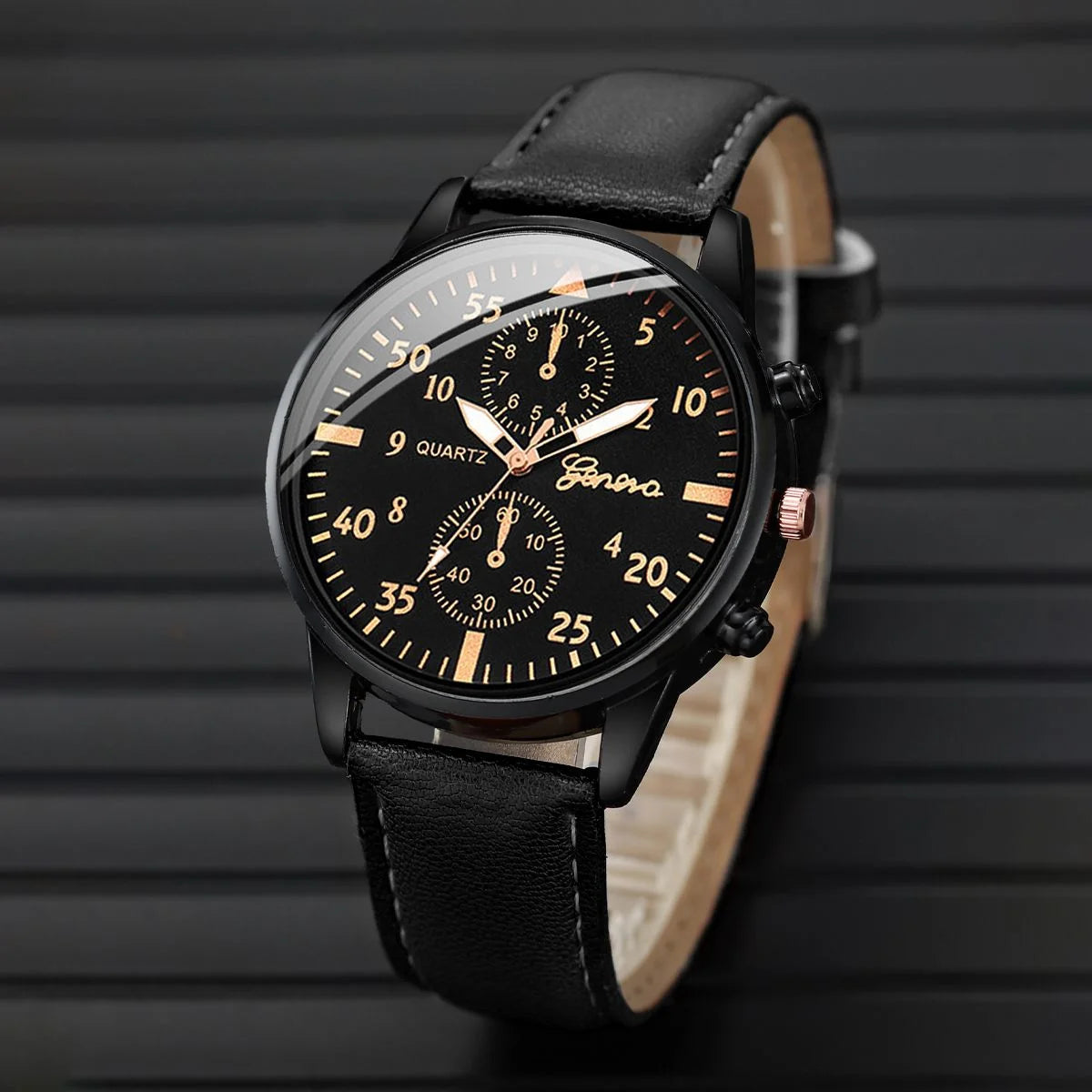 4PCS Men's Business Leather Band Watches