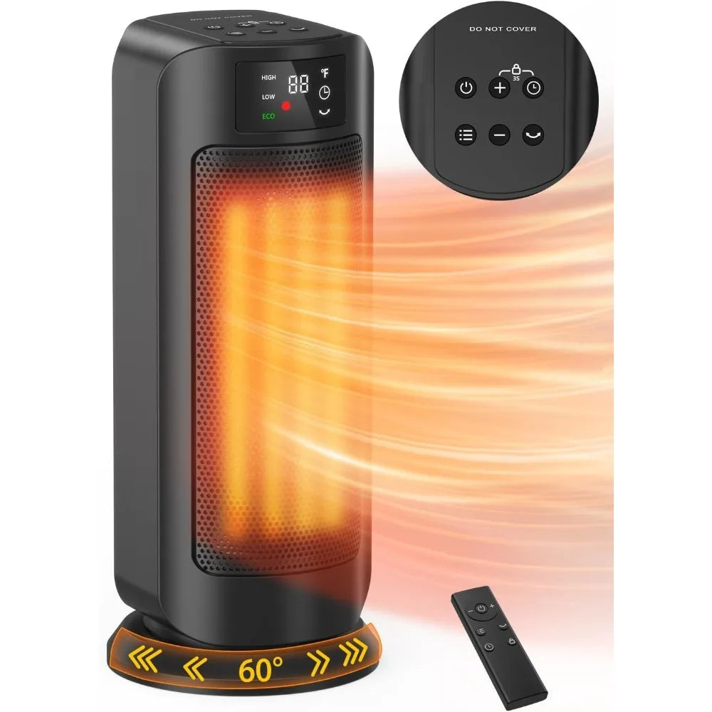 1500W Space Heaters Efficient Heating with LED Display, 1-24H Timer, ECO, Multiple Protection, 60° Oscillating