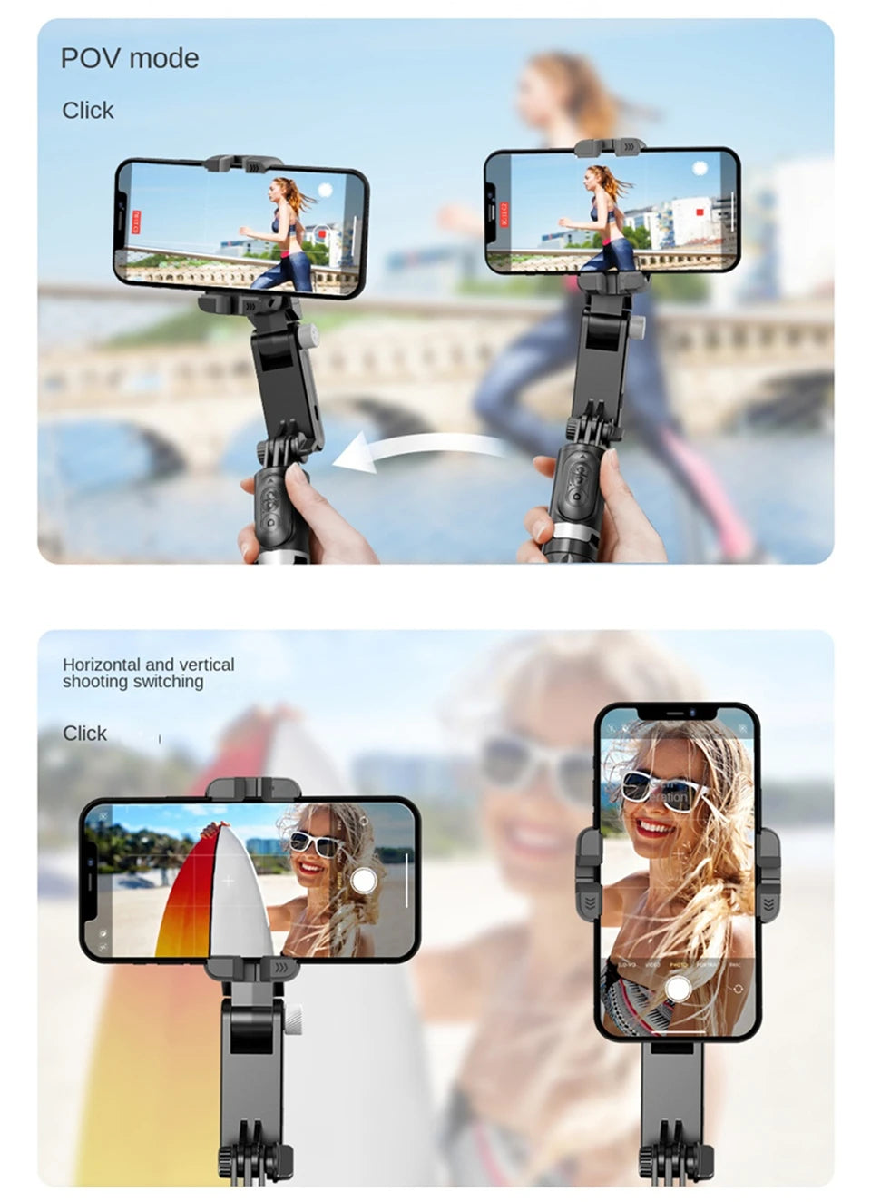 New Bluetooth Wireless Gimbal Stabilizer Selfie Stick