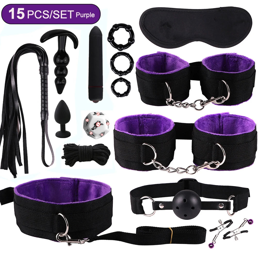 8/20 Piece BDSM Kit Plush Sex Bondage Set