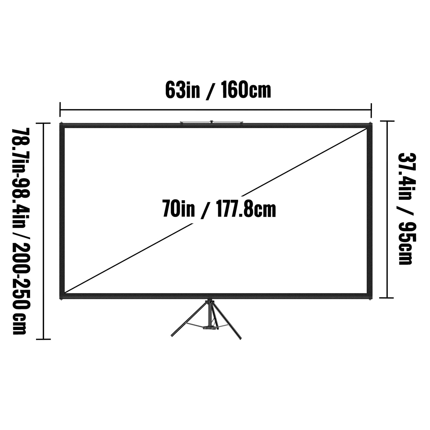 VEVOR 60 70 80 90 100 110 Inch Tripod Projector Screen W/ Stand