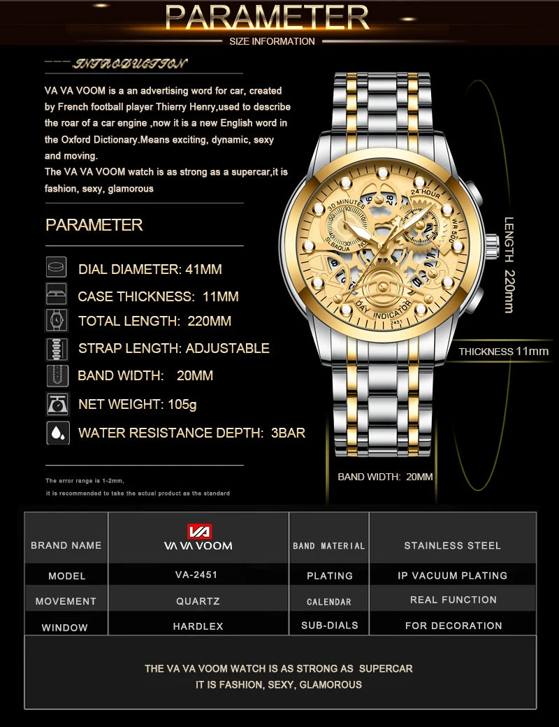 Men's Skeleton Design Business Watch