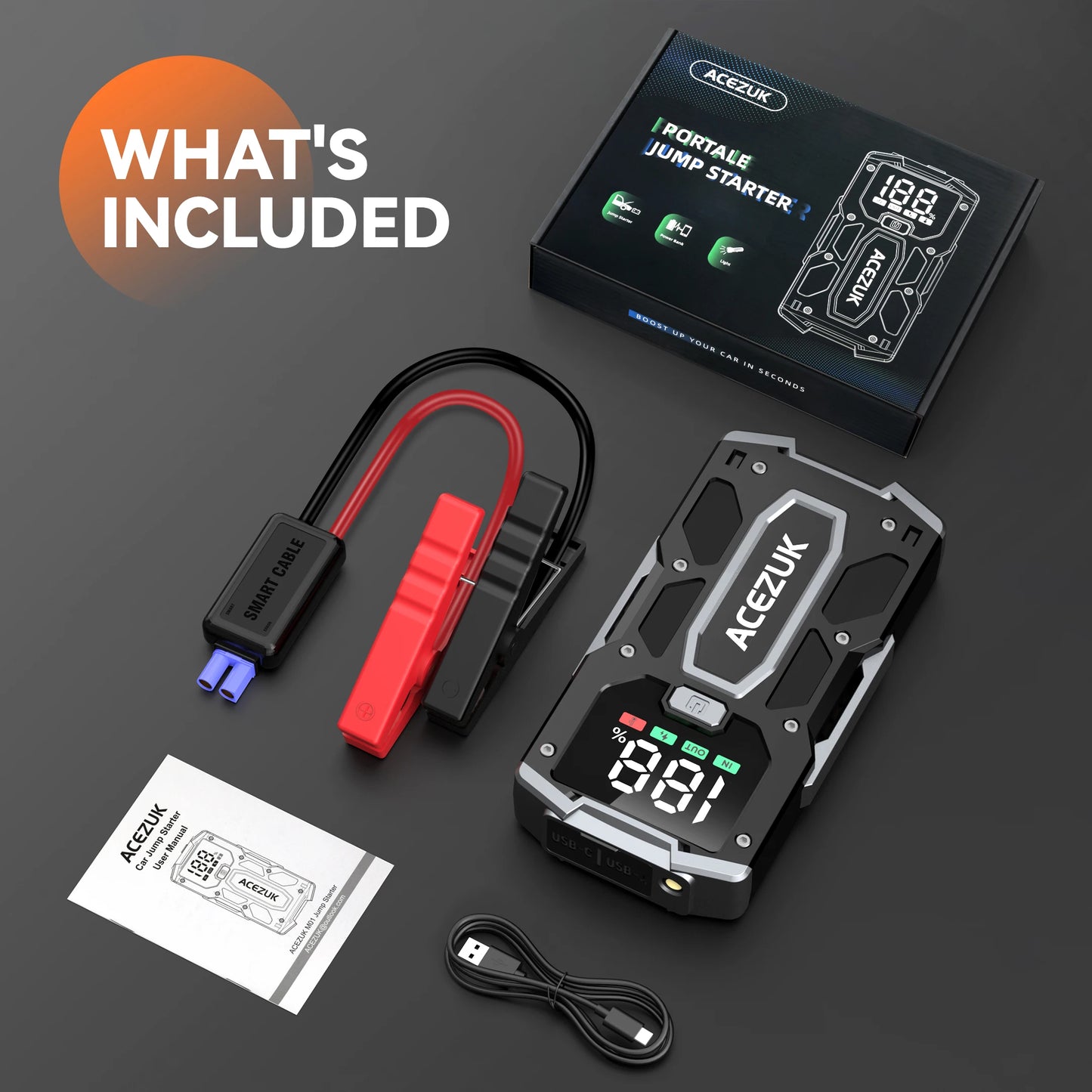 12800mAh Car Jump Starter Portable Power Bank