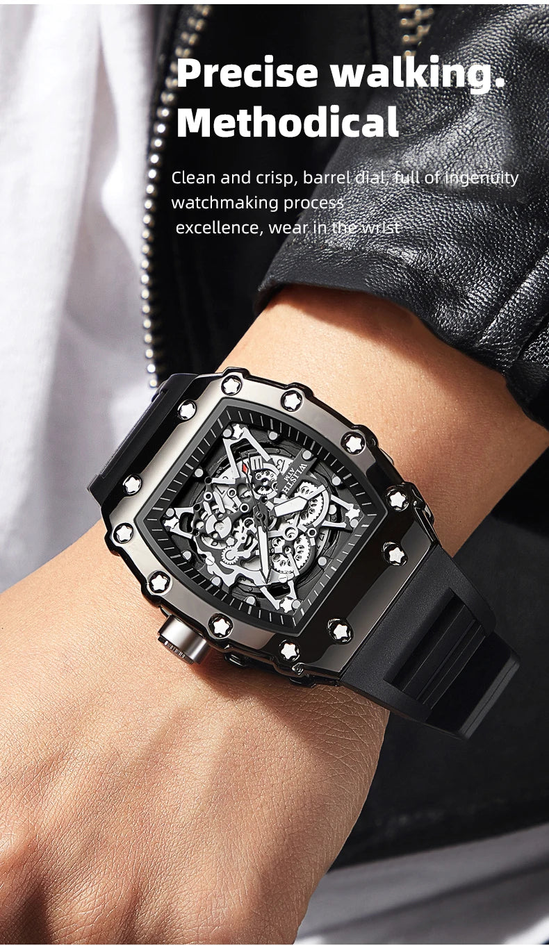 Men's Fashion Automatic Movement Barrel Luminous  Sports Watch