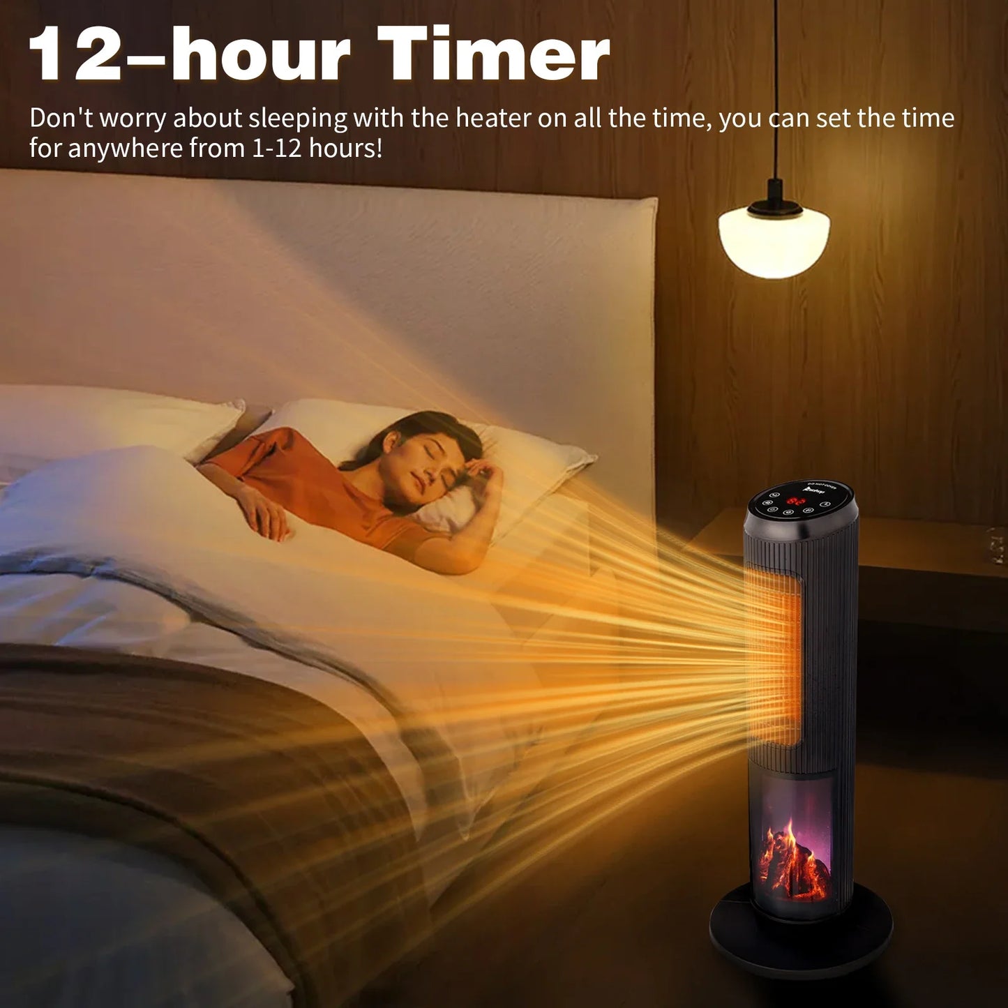 1500w 25" Tower Space Heater with 3D Flame Heater