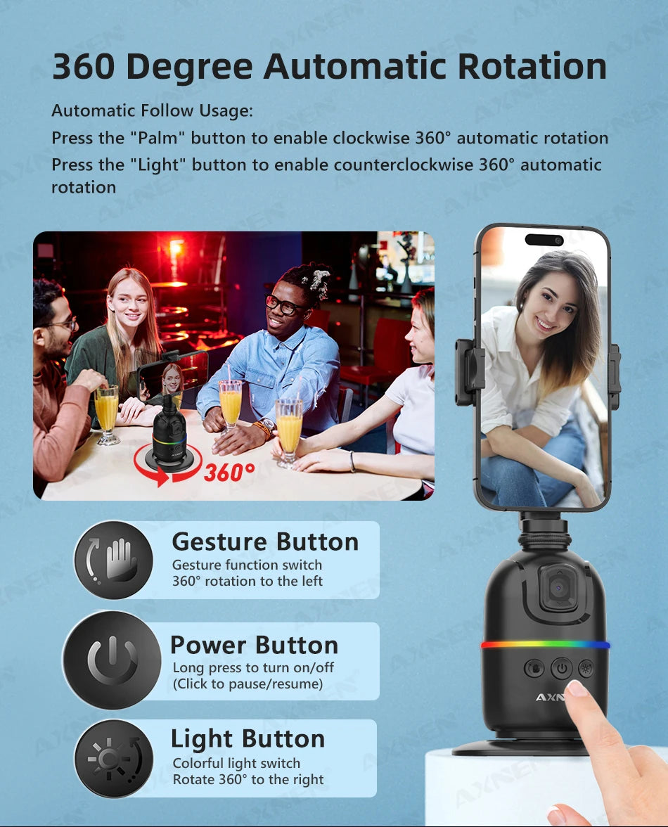 AI Face Tracking Gimbal Selfie Stand