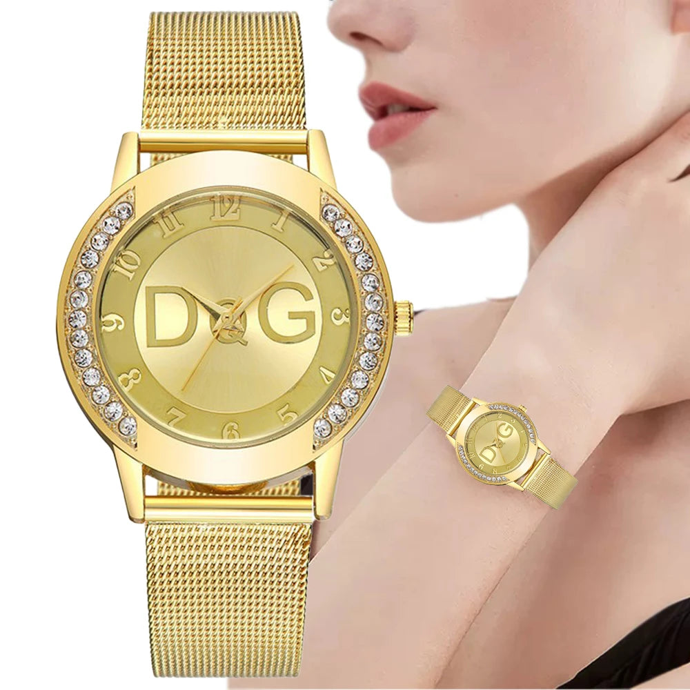 Casual Gold Mesh Belt Women Watch