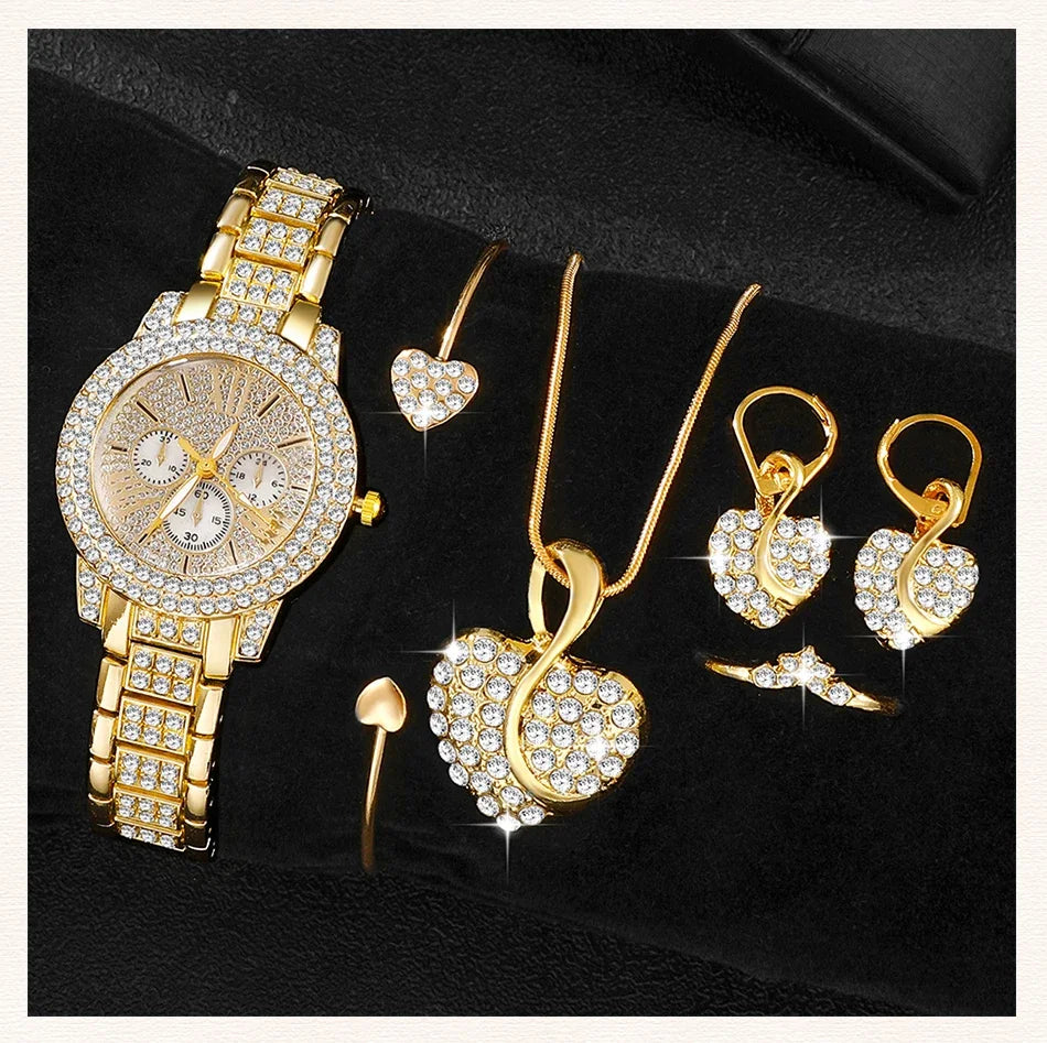 Casual Ladies Watches Jewelry Set