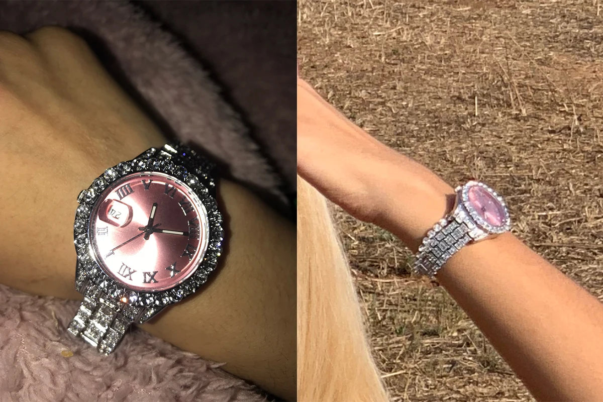 MISSFOX Pink Women Mini Babe So Cute Arm Clock