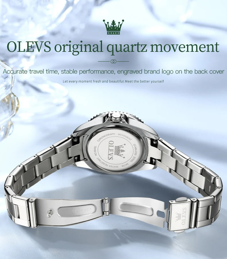 OLEVS Original Ladies Luxury Diamond Waterproof Stainless steel Leather Watch