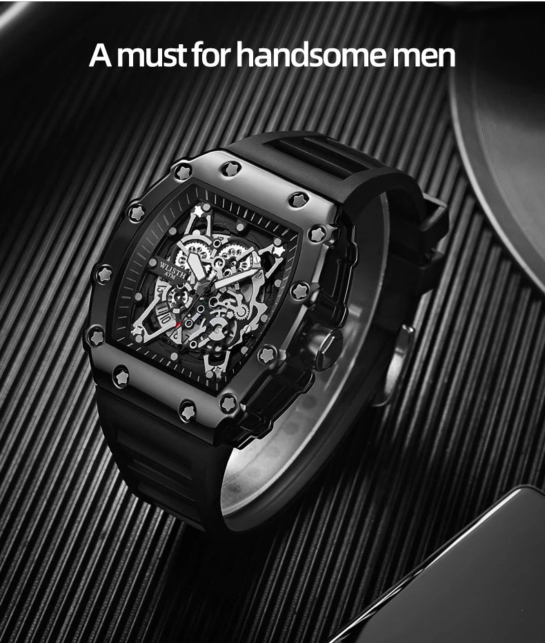 Men's Fashion Automatic Movement Barrel Luminous  Sports Watch