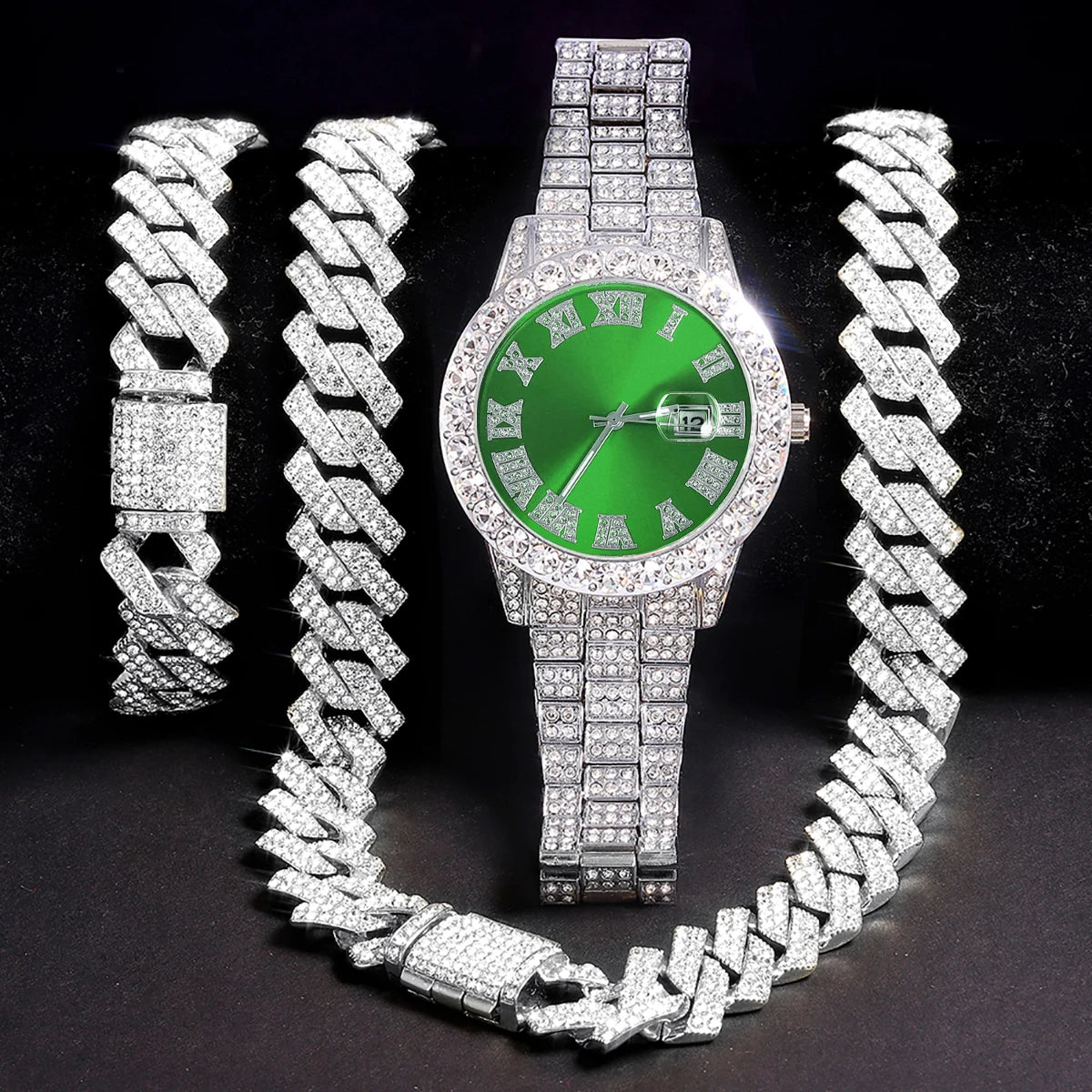 3pcs Men's Silver Watch Set