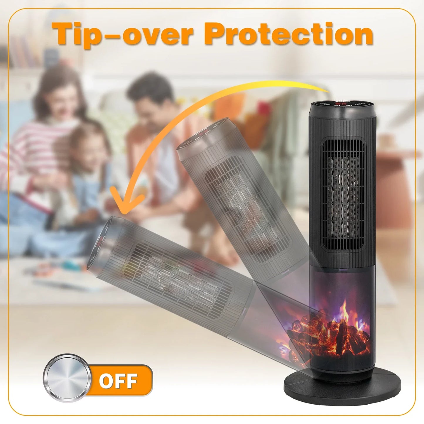 1500w 25" Tower Space Heater with 3D Flame Heater