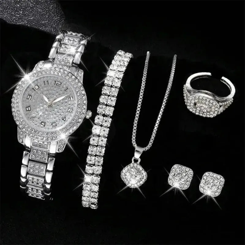 6PCS Women Luxury Elegant Alloy Watch