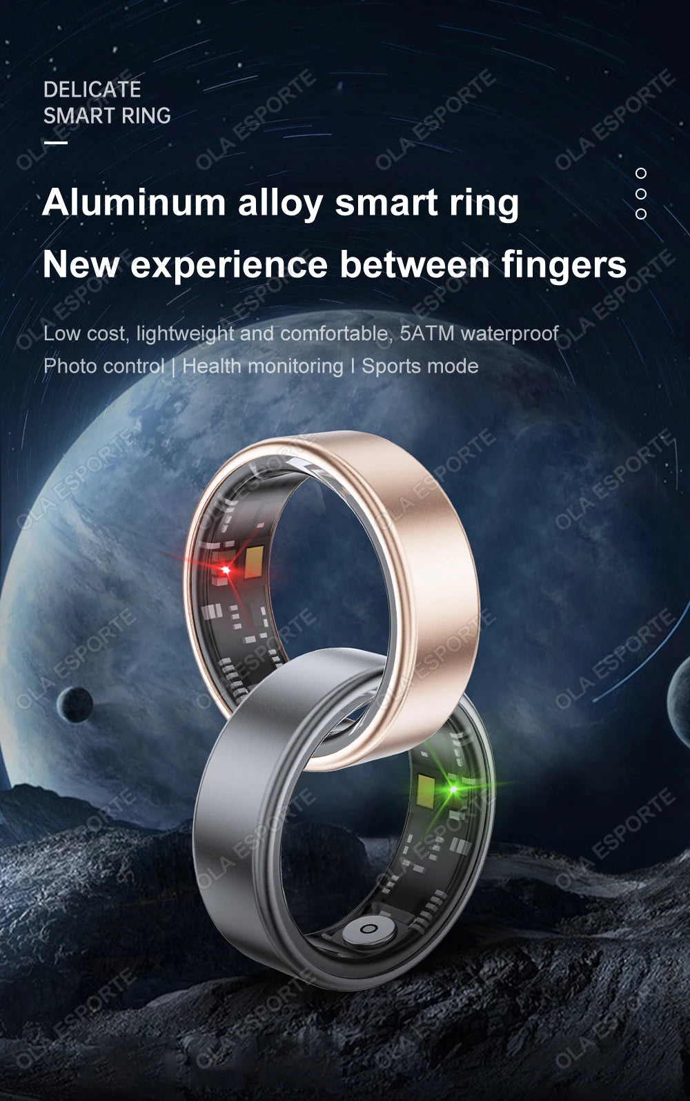 Smart Ring Men Women Military Grade Titanium Steel Shell