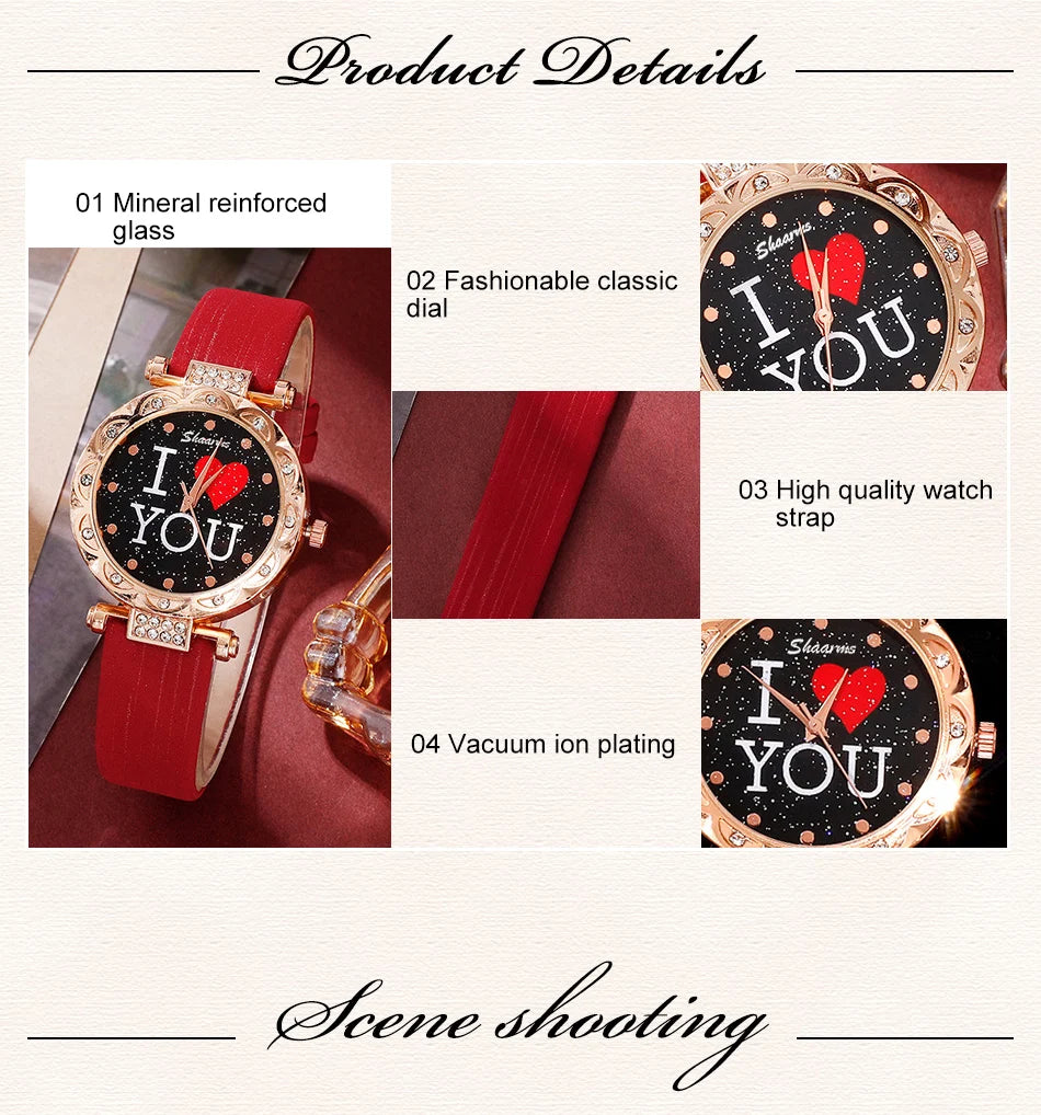 5pcs Set Women Luxury Wristwatch