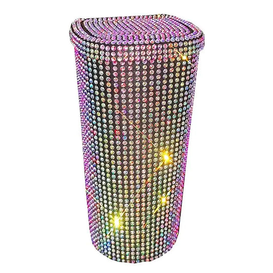 Bling Rhinestone With Lid Car Trash Can