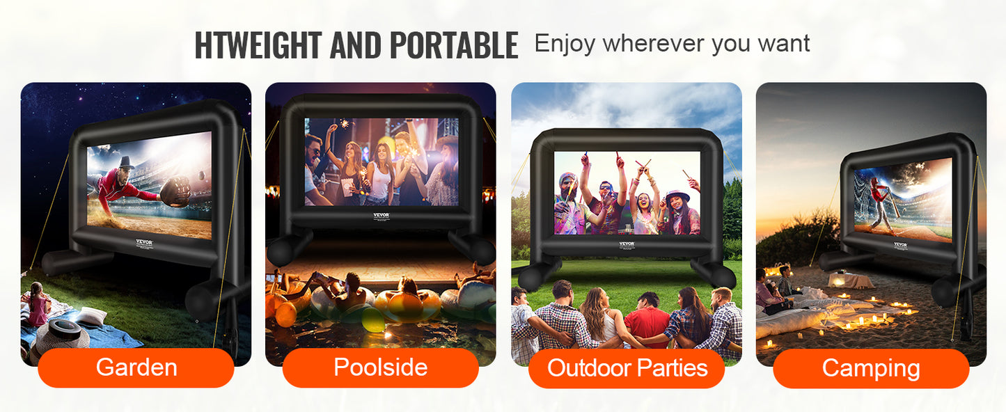 Projector Screen for Outside w/ Blower for Outdoor Party Backyard Movie Night