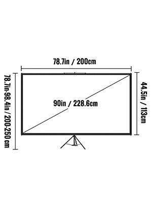 VEVOR 60 70 80 90 100 110 Inch Tripod Projector Screen W/ Stand