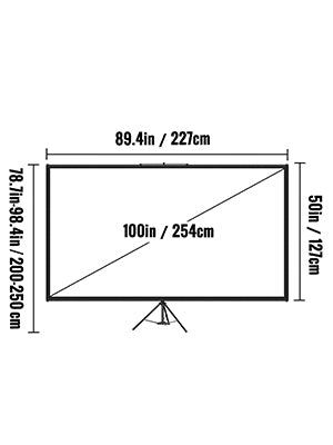 VEVOR 60 70 80 90 100 110 Inch Tripod Projector Screen W/ Stand