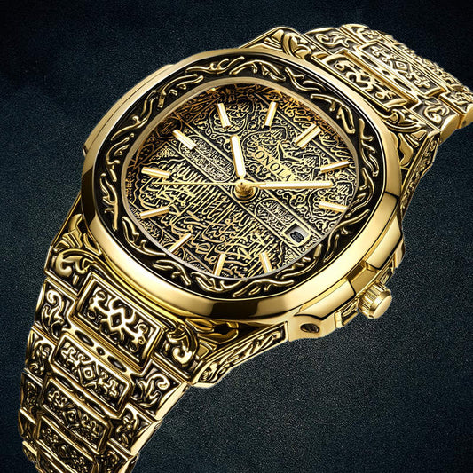 ONOLA luxury Retro golden stainless steel watch